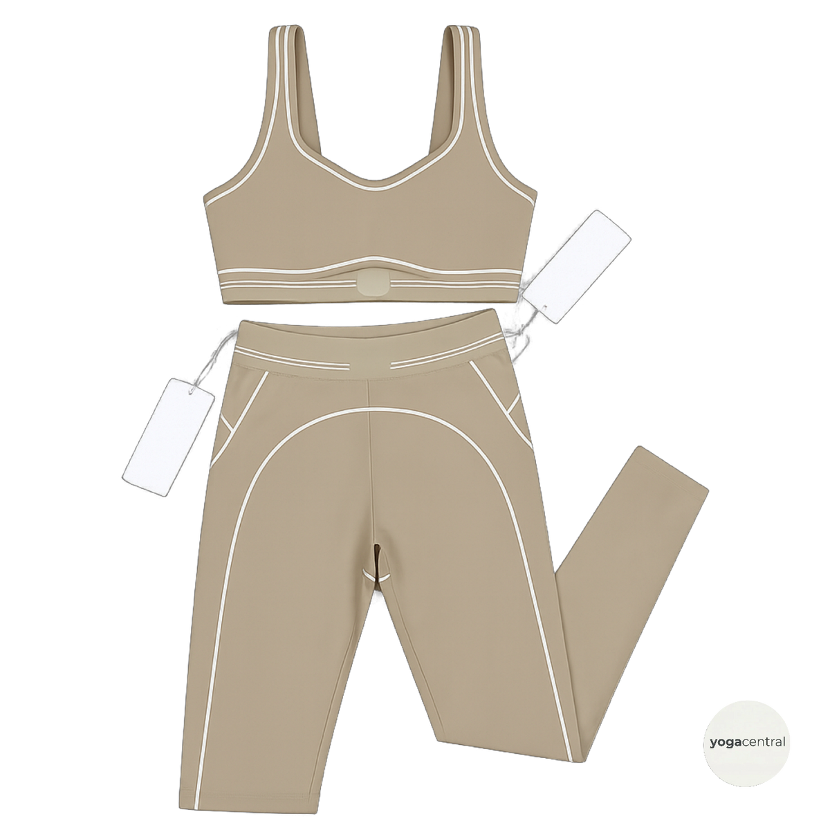 beige heart throb full yoga set